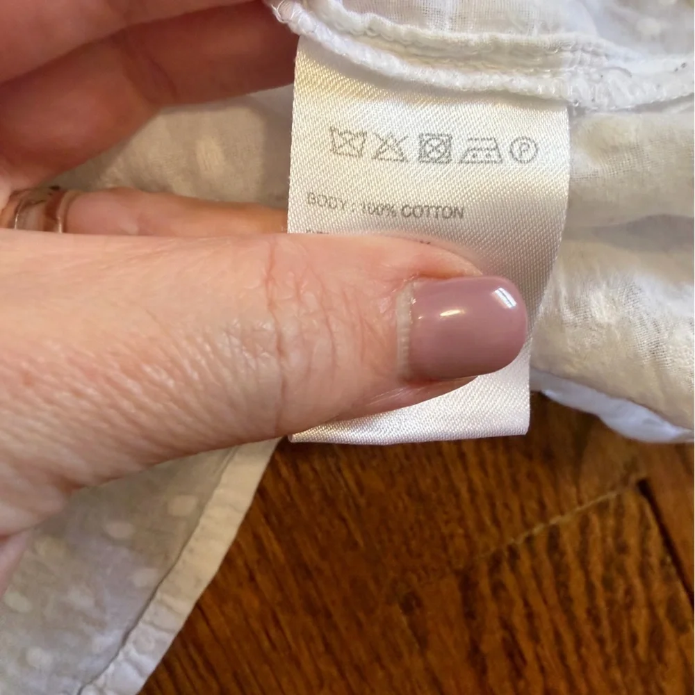 Maeve Anthropologie White Blouse Puff Sleeve Size 0